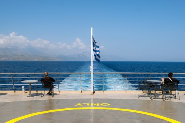 A ferry with a greek flag