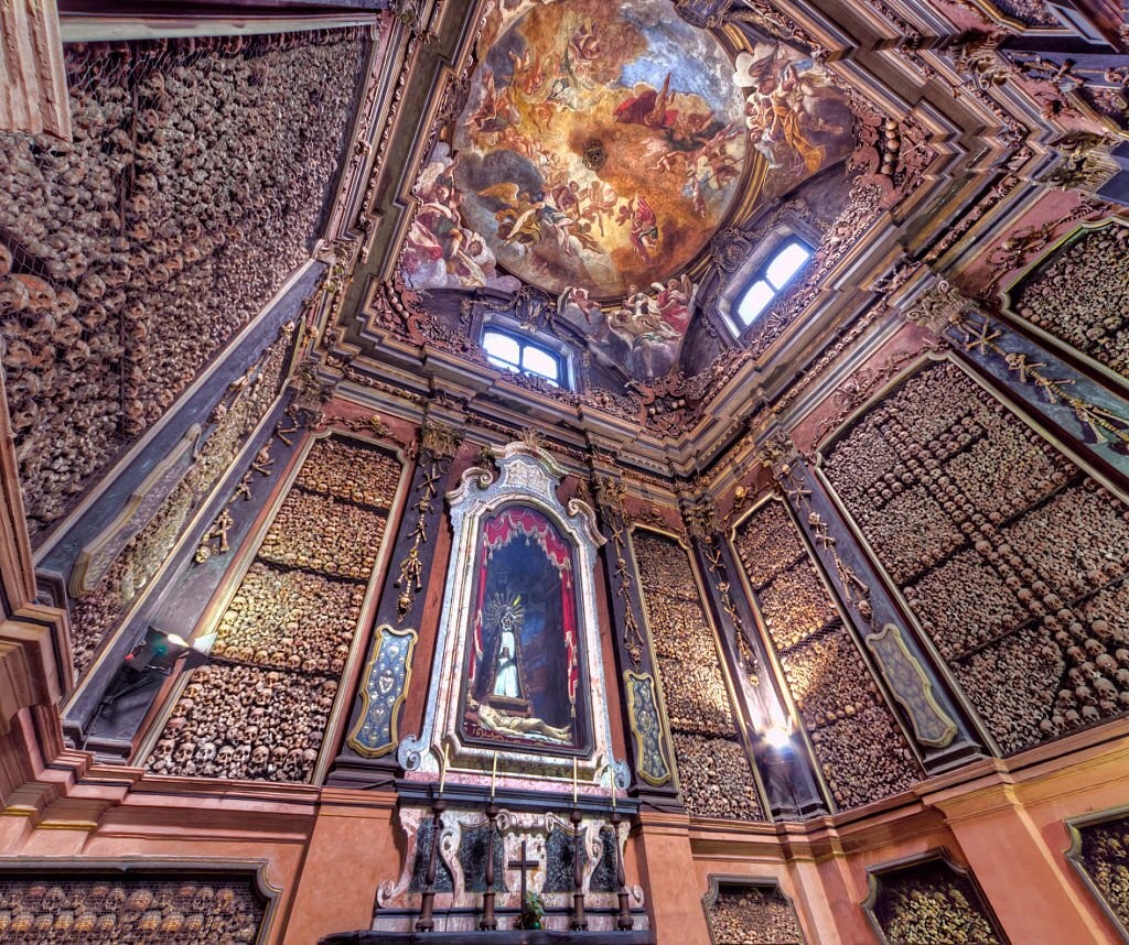 San Bernardino alle Ossa is a church in Milan, northern Italy, best known for its ossuary, a small side chapel decorated with numerous human skulls and bones