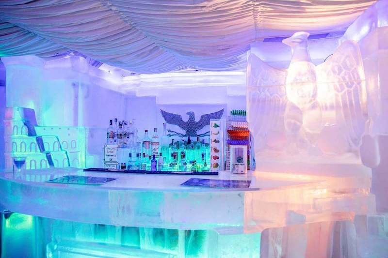 ice club bar table with drinks
