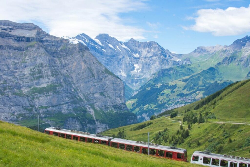 A train passing through the alps