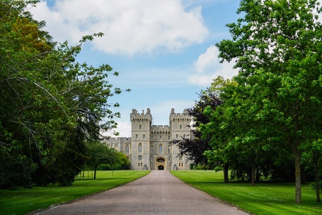 The tree-lined entrance to Windsor Castle